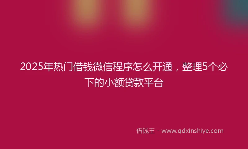 2025年热门借钱微信程序怎么开通，整理5个必下的小额贷款平台