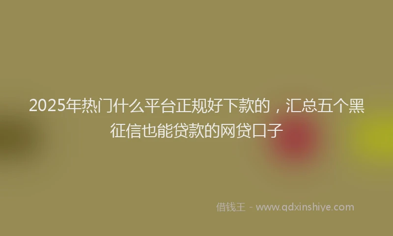 2025年热门什么平台正规好下款的，汇总五个黑征信也能贷款的网贷口子