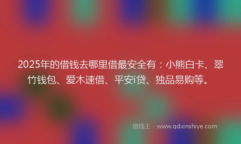 2025年的借钱去哪里借最安全有：小熊白卡、翠竹钱包、爱木速借、平安i贷、独品易购等。