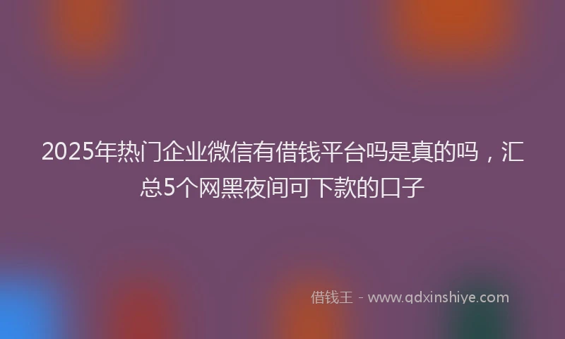 2025年热门企业微信有借钱平台吗是真的吗，汇总5个网黑夜间可下款的口子