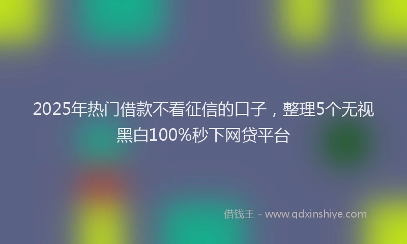 2025年热门借款不看征信的口子，整理5个无视黑白100%秒下网贷平台