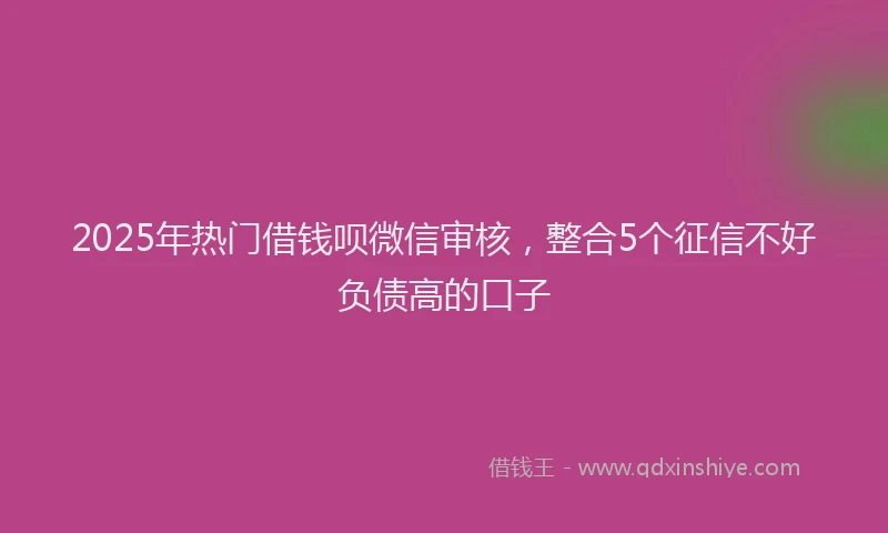 2025年热门借钱呗微信审核，整合5个征信不好负债高的口子