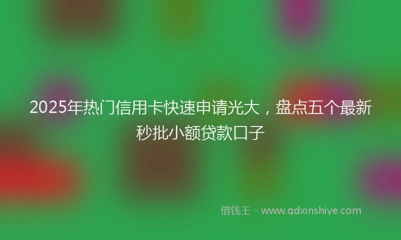 2025年热门信用卡快速申请光大，盘点五个最新秒批小额贷款口子