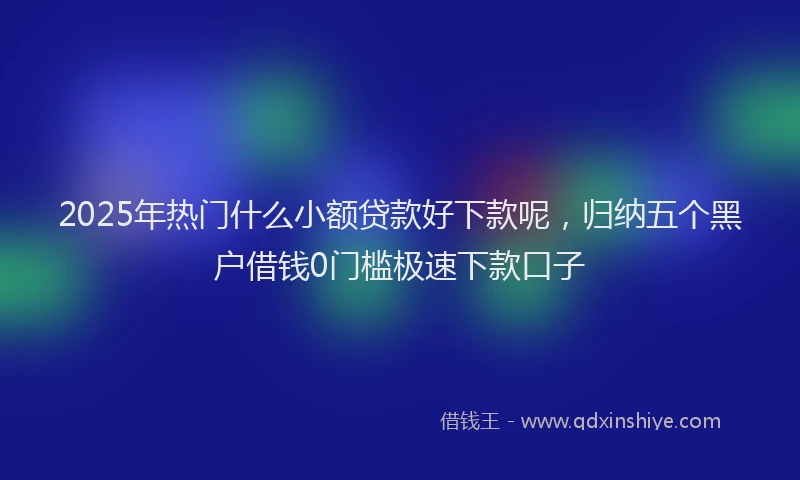 2025年热门什么小额贷款好下款呢，归纳五个黑户借钱0门槛极速下款口子