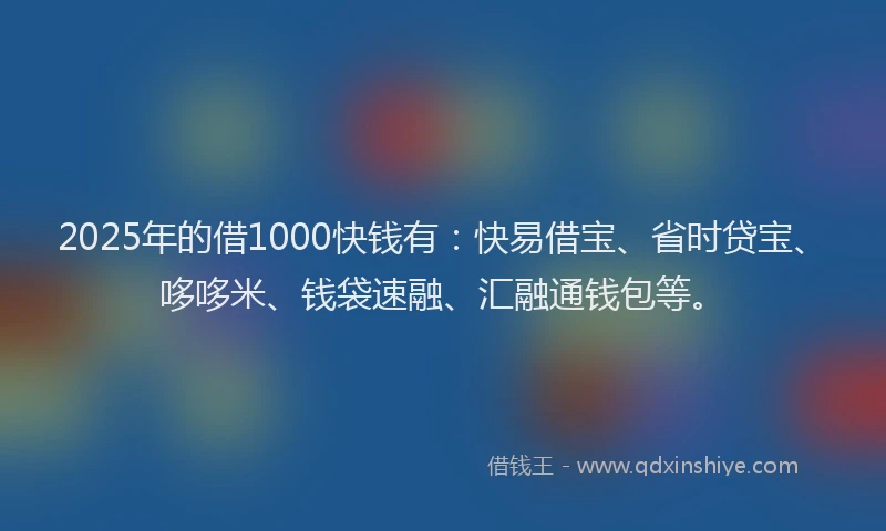 2025年的借1000快钱有：快易借宝、省时贷宝、哆哆米、钱袋速融、汇融通钱包等。