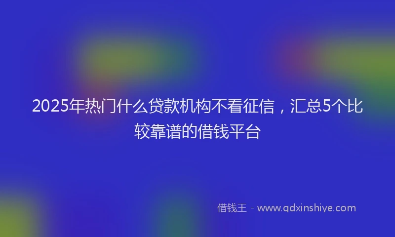 2025年热门什么贷款机构不看征信，汇总5个比较靠谱的借钱平台