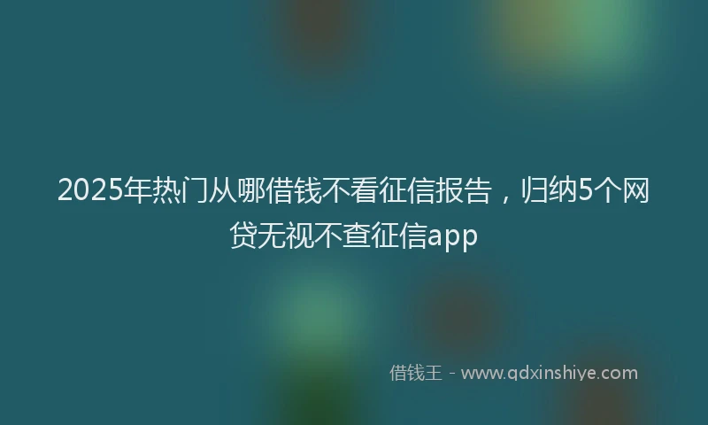 2025年热门从哪借钱不看征信报告，归纳5个网贷无视不查征信app