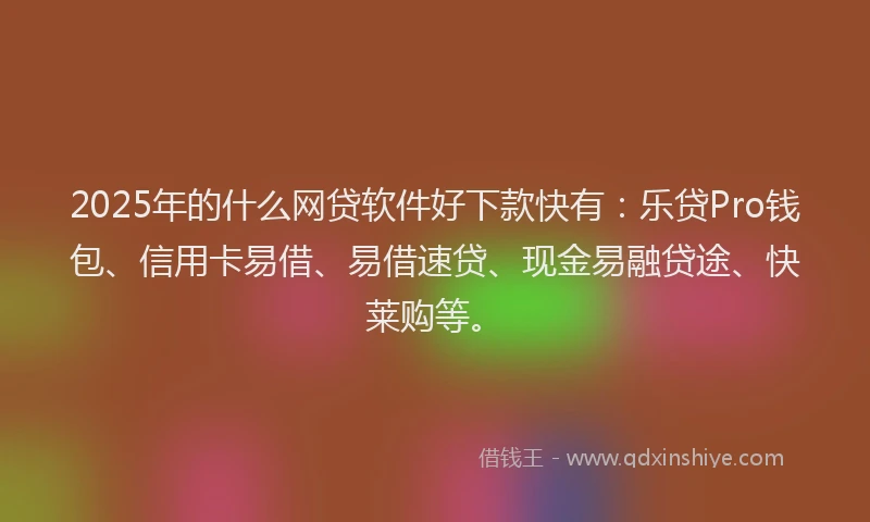 2025年的什么网贷软件好下款快有：乐贷Pro钱包、信用卡易借、易借速贷、现金易融贷途、快莱购等。
