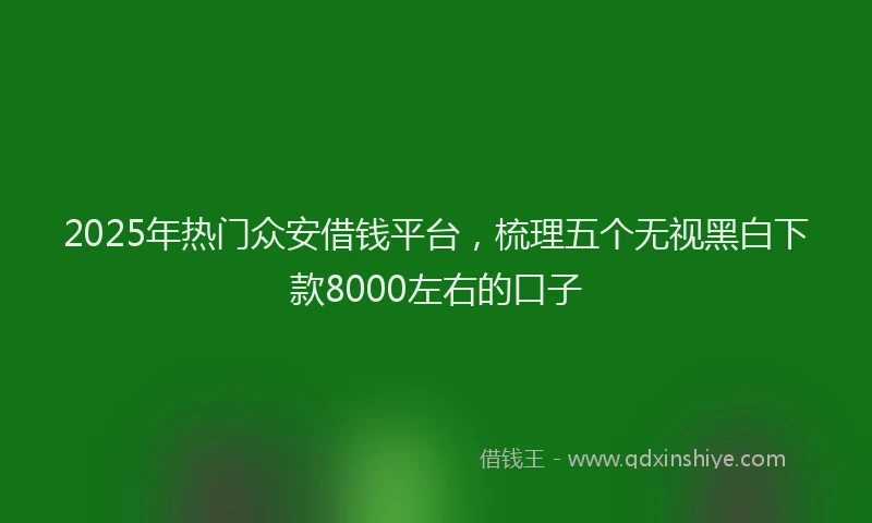 2025年热门众安借钱平台，梳理五个无视黑白下款8000左右的口子