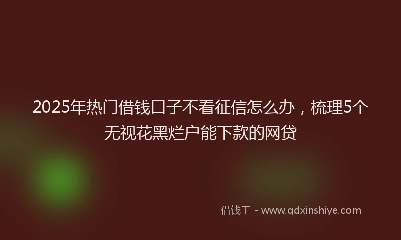 2025年热门借钱口子不看征信怎么办，梳理5个无视花黑烂户能下款的网贷