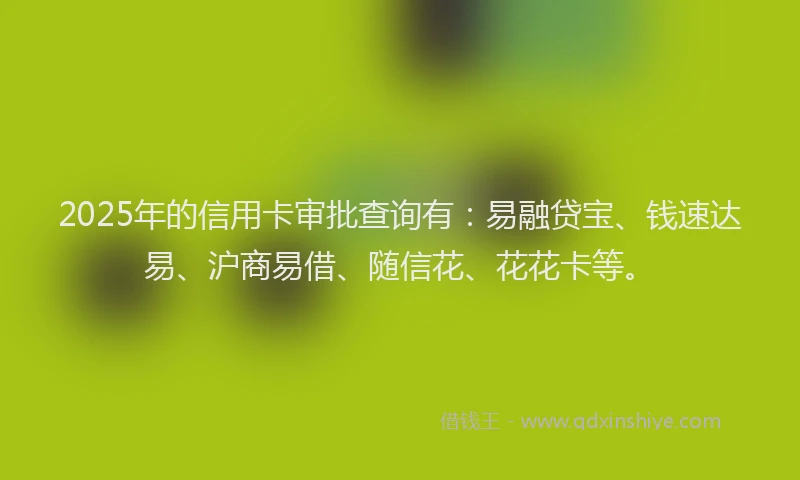 2025年的信用卡审批查询有:易融贷宝、钱速达易、沪商易借、随信花、花花卡等。