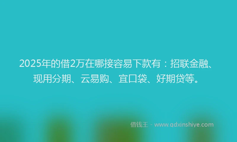 2025年的借2万在哪接容易下款有：招联金融、现用分期、云易购、宜口袋、好期贷等。