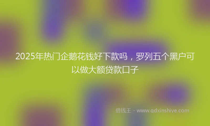 2025年热门企鹅花钱好下款吗，罗列五个黑户可以做大额贷款口子