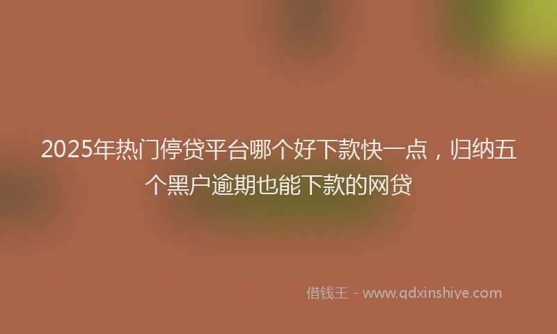 2025年热门停贷平台哪个好下款快一点，归纳五个黑户逾期也能下款的网贷