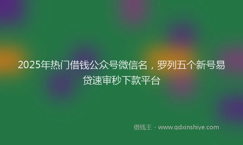 2025年热门借钱公众号微信名，罗列五个新号易贷速审秒下款平台