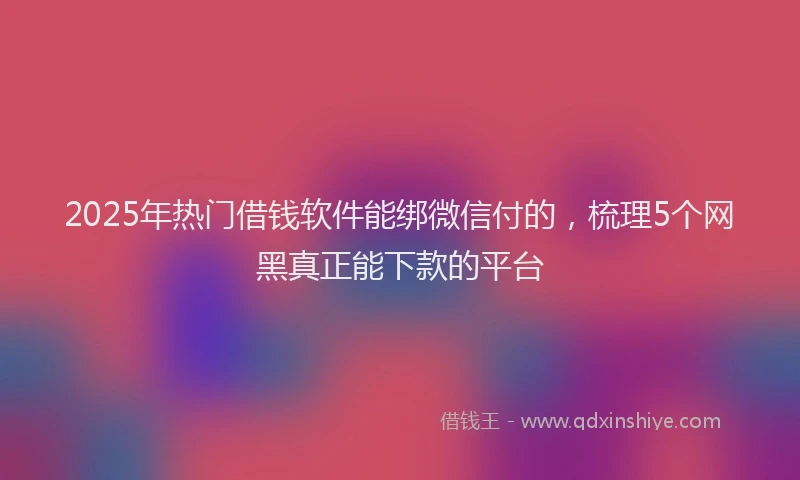 2025年热门借钱软件能绑微信付的，梳理5个网黑真正能下款的平台
