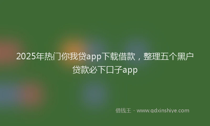 2025年热门你我贷app下载借款，整理五个黑户贷款必下口子app