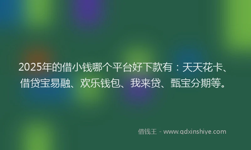 2025年的借小钱哪个平台好下款有：天天花卡、借贷宝易融、欢乐钱包、我来贷、甄宝分期等。