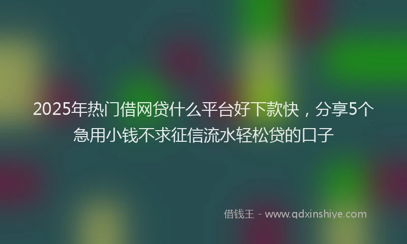 2025年热门借网贷什么平台好下款快，分享5个急用小钱不求征信流水轻松贷的口子