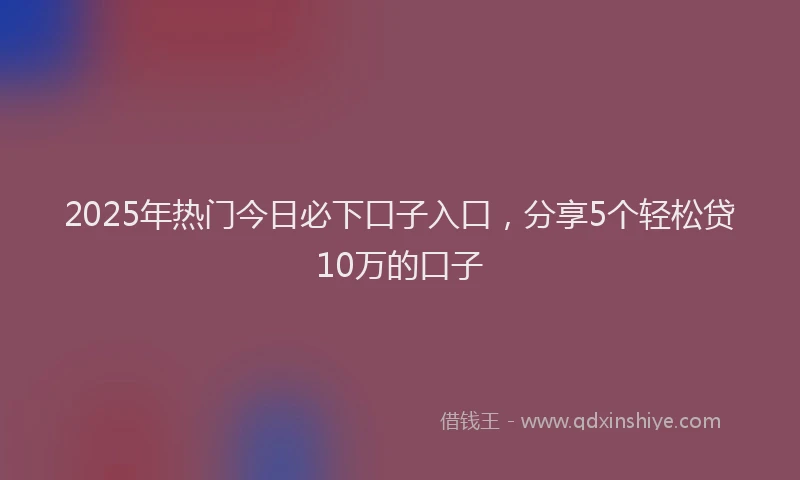 2025年热门今日必下口子入口，分享5个轻松贷10万的口子