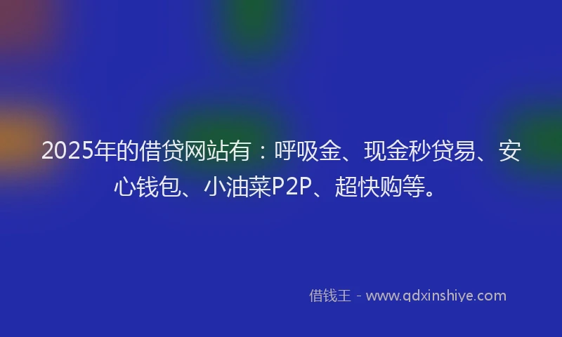 2025年的借贷网站有：呼吸金、现金秒贷易、安心钱包、小油菜P2P、超快购等。