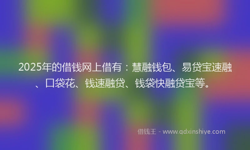 2025年的借钱网上借有：慧融钱包、易贷宝速融、口袋花、钱速融贷、钱袋快融贷宝等。