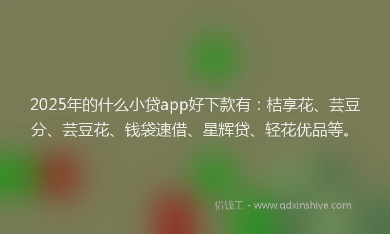 2025年的什么小贷app好下款有：桔享花、芸豆分、芸豆花、钱袋速借、星辉贷、轻花优品等。