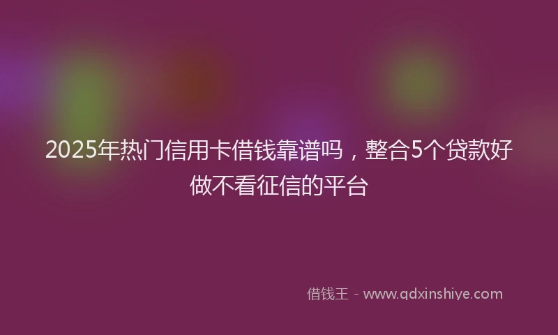 2025年热门信用卡借钱靠谱吗，整合5个贷款好做不看征信的平台