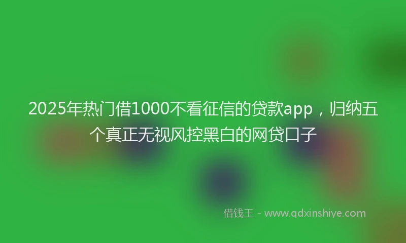 2025年热门借1000不看征信的贷款app，归纳五个真正无视风控黑白的网贷口子