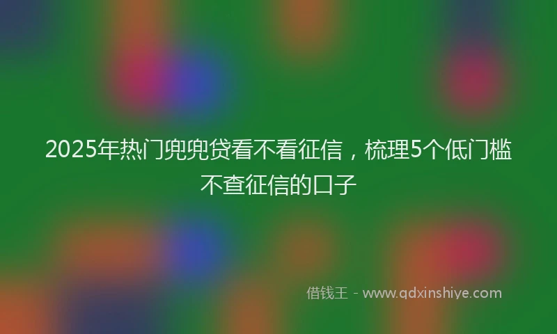 2025年热门兜兜贷看不看征信，梳理5个低门槛不查征信的口子