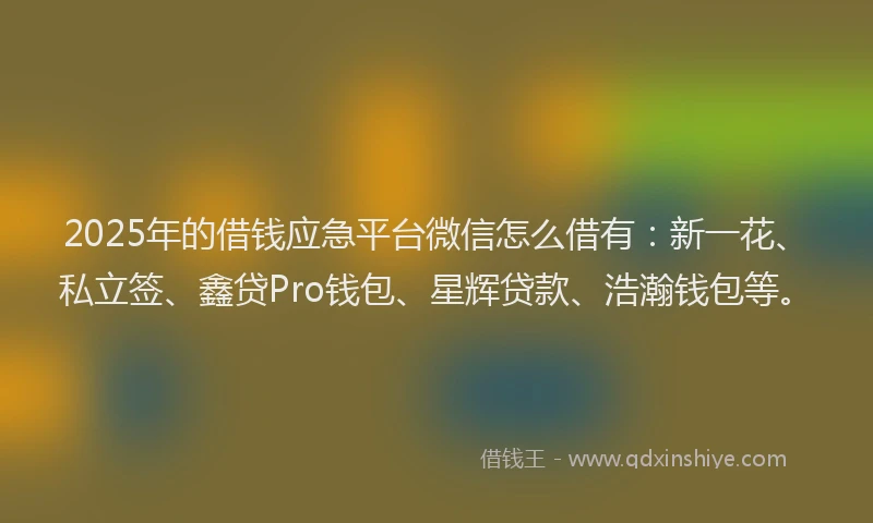 2025年的借钱应急平台微信怎么借有：新一花、私立签、鑫贷Pro钱包、星辉贷款、浩瀚钱包等。