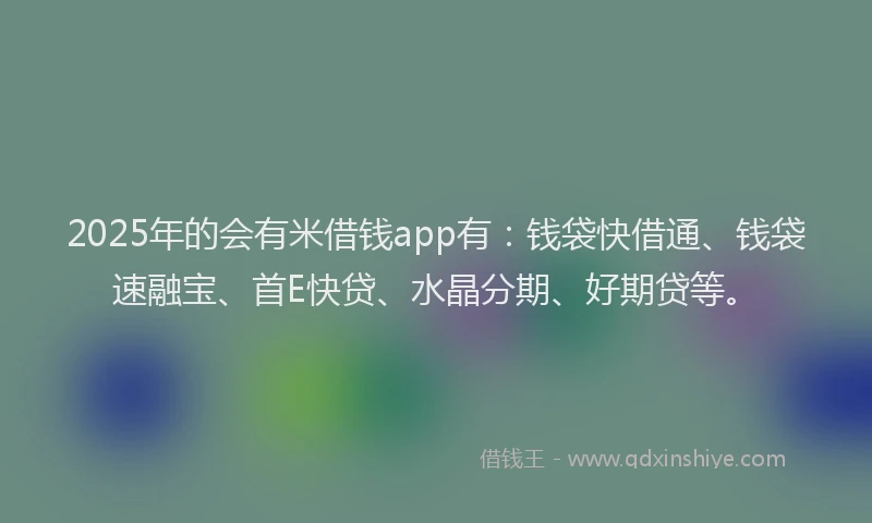 2025年的会有米借钱app有：钱袋快借通、钱袋速融宝、首E快贷、水晶分期、好期贷等。
