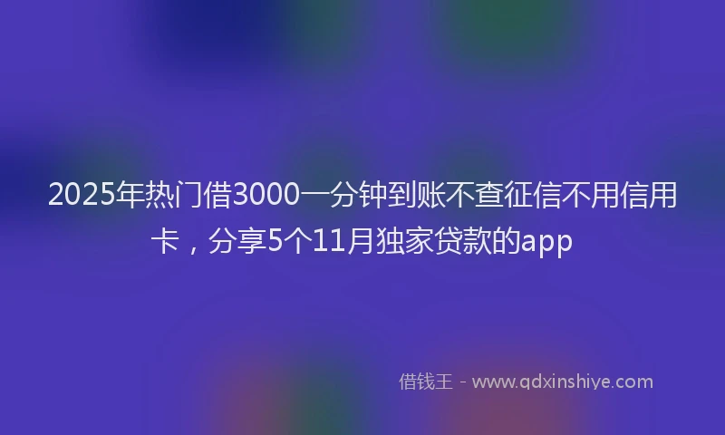 2025年热门借3000一分钟到账不查征信不用信用卡，分享5个11月独家贷款的app