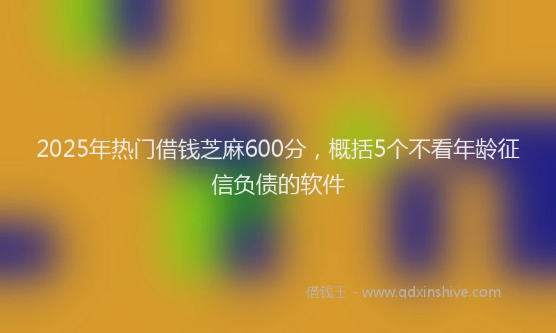 2025年热门借钱芝麻600分，概括5个不看年龄征信负债的软件