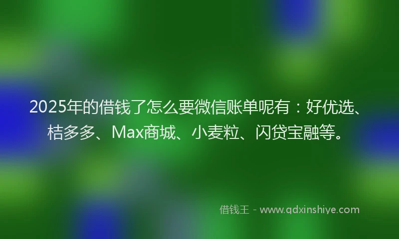 2025年的借钱了怎么要微信账单呢有：好优选、桔多多、Max商城、小麦粒、闪贷宝融等。