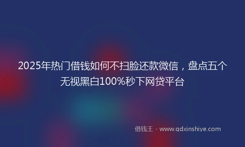 2025年热门借钱如何不扫脸还款微信，盘点五个无视黑白100%秒下网贷平台