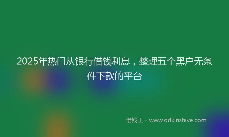 2025年热门从银行借钱利息，整理五个黑户无条件下款的平台