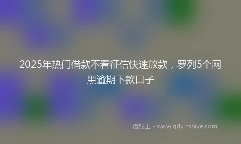2025年热门借款不看征信快速放款，罗列5个网黑逾期下款口子