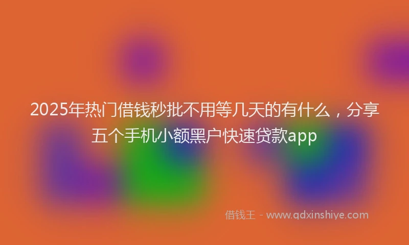 2025年热门借钱秒批不用等几天的有什么，分享五个手机小额黑户快速贷款app