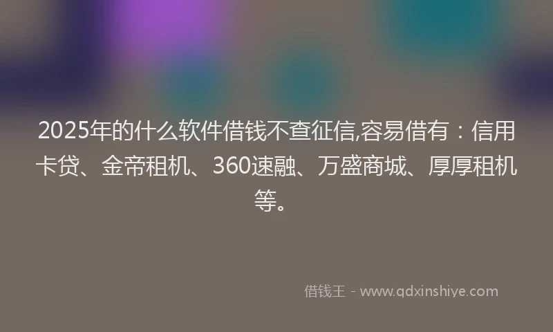 2025年的什么软件借钱不查征信,容易借有：信用卡贷、金帝租机、360速融、万盛商城、厚厚租机等。