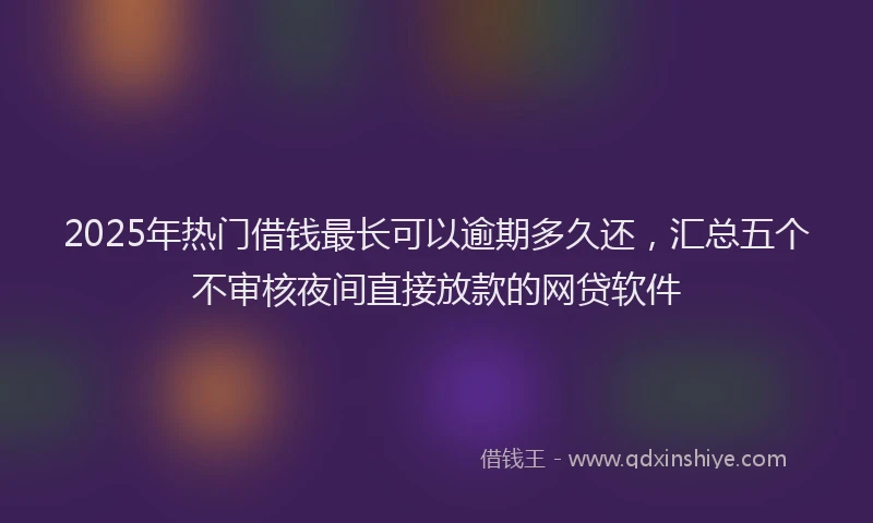 2025年热门借钱最长可以逾期多久还，汇总五个不审核夜间直接放款的网贷软件
