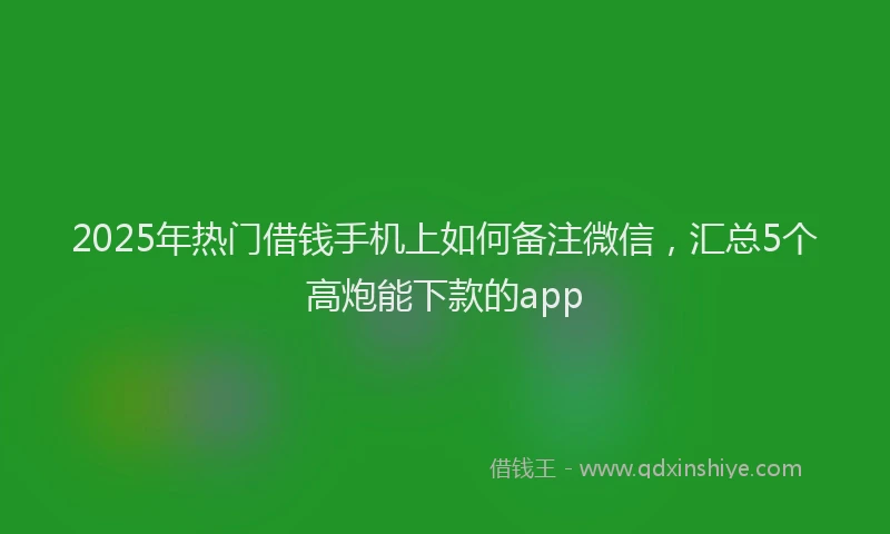 2025年热门借钱手机上如何备注微信，汇总5个高炮能下款的app