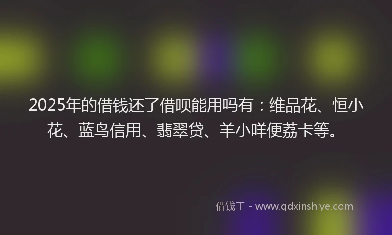 2025年的借钱还了借呗能用吗有：维品花、恒小花、蓝鸟信用、翡翠贷、羊小咩便荔卡等。