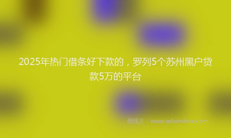 2025年热门借条好下款的，罗列5个苏州黑户贷款5万的平台