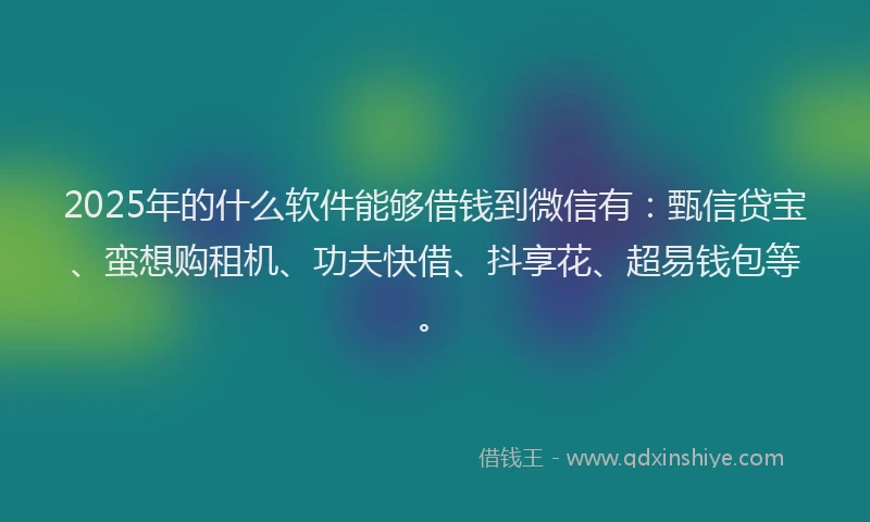 2025年的什么软件能够借钱到微信有：甄信贷宝、蛮想购租机、功夫快借、抖享花、超易钱包等。