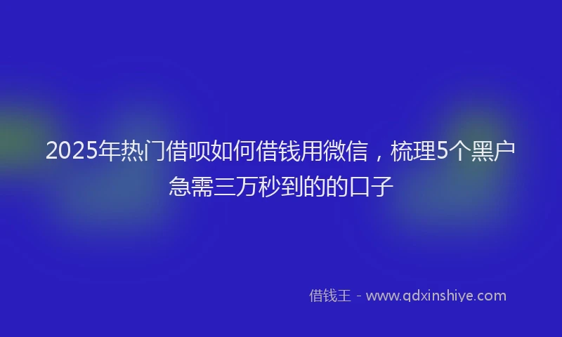 2025年热门借呗如何借钱用微信，梳理5个黑户急需三万秒到的的口子