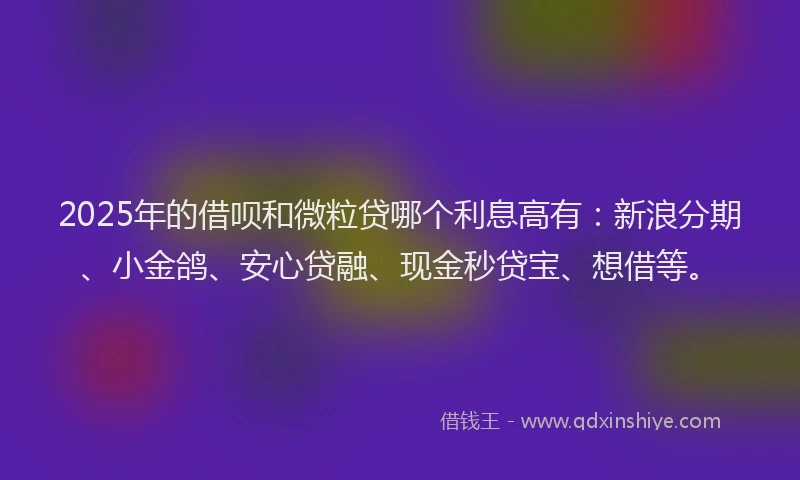 2025年的借呗和微粒贷哪个利息高有：新浪分期、小金鸽、安心贷融、现金秒贷宝、想借等。