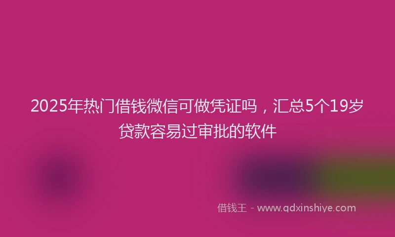 2025年热门借钱微信可做凭证吗，汇总5个19岁贷款容易过审批的软件