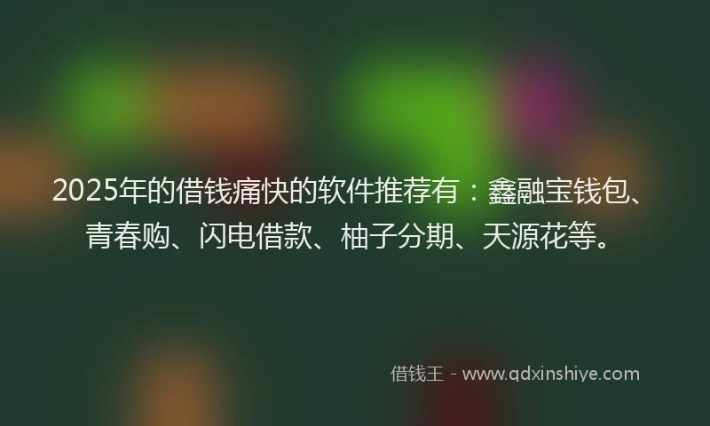 2025年的借钱痛快的软件推荐有：鑫融宝钱包、青春购、闪电借款、柚子分期、天源花等。