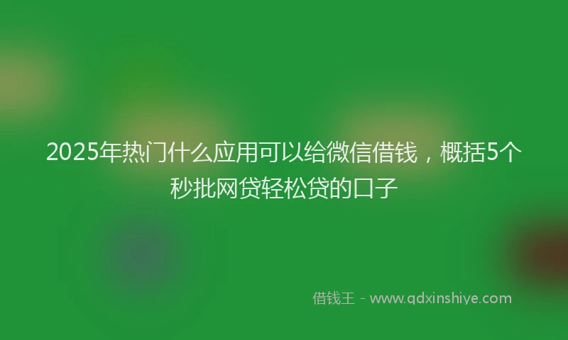 2025年热门什么应用可以给微信借钱，概括5个秒批网贷轻松贷的口子